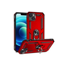 CoverZone iPhone 15 Z-Vega Shockproof Standlı Yüzük Tutuculu Mega Case Kapak Kırmızı Cep Telefonu Kılıfı