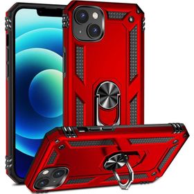 CoverZone iPhone 15 Z-Vega Shockproof Standlı Yüzük Tutuculu Mega Case Kapak Kırmızı Cep Telefonu Kılıfı