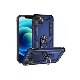 CoverZone iPhone 15 Z-Vega Shockproof Standlı Yüzük Tutuculu Mega Case Kapak Mavi Cep Telefonu Kılıfı
