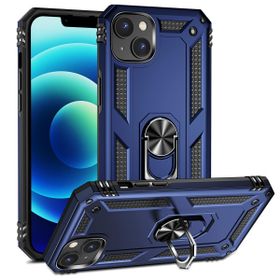 CoverZone iPhone 15 Z-Vega Shockproof Standlı Yüzük Tutuculu Mega Case Kapak Mavi Cep Telefonu Kılıfı