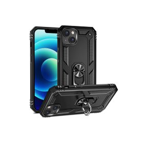 CoverZone iPhone 15 Z-Vega Shockproof Standlı Yüzük Tutuculu Mega Case Siyah Cep Telefonu Kılıfı