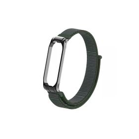 CoverZone Mi Band 4 Uyumlu Hasır Örme Metal Çerçeve Haki Kayış Kordon