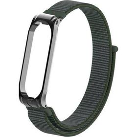 CoverZone Mi Band 4 Uyumlu Hasır Örme Metal Çerçeve Haki Kayış Kordon
