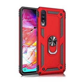 CoverZone Samsung Galaxy S10 Shockproof Standlı Yüzük Tutuculu Mega Case Kırmızı Kılıf