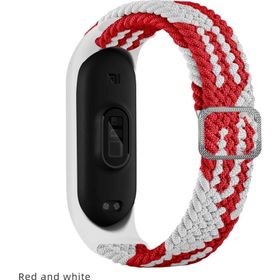 CoverZone Xiaomi Mi 7 Band Mixed Hasır Örmeli Kırmızı Beyaz Kayış Kordon