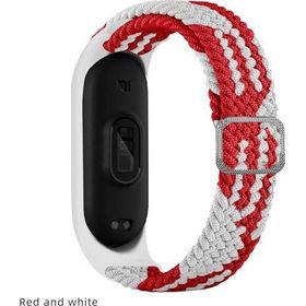 CoverZone Xiaomi Mi 7 Band Mixed Hasır Örmeli Kırmızı Beyaz Kayış Kordon