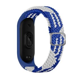 CoverZone Xiaomi Mi Band 6 Mixed Hasır Örme Mavi Beyaz Kordon