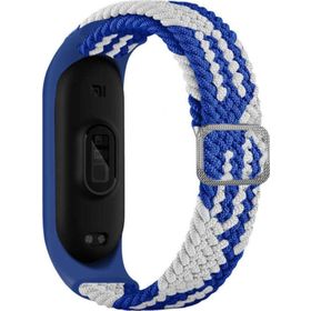 CoverZone Xiaomi Mi Band 6 Mixed Hasır Örme Mavi Beyaz Kordon