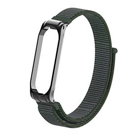 CoverZone Xiaomi Mi Band 6 Uyumlu Hasır Örme Metal Çerçeve Haki Kayış Kordon