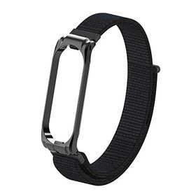 CoverZone Xiaomi Mi Band 6 Uyumlu Hasır Örme Metal Çerçeveli Siyah Kayış Kordon