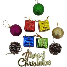 CoverZone Yılbaşı Ağacı Süsü Noel Çam Ağacı Süsü 10 Parça Renkli Set Yılbaşı Süs