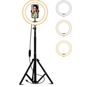 coverzone Youtuber LED Işıklı Halka 13 inch Selfie Yayıncı Makyaj Işığı 210 cm Tripod