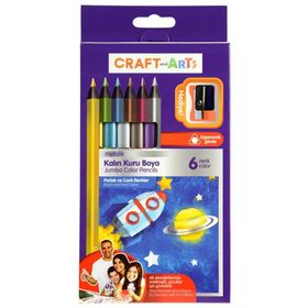 Craft And Arts Jumbo Metalik 6'lı Paket Kuru Boya Kalemi