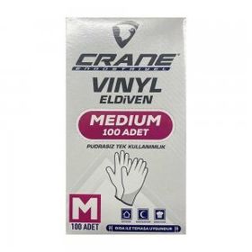 Crane Vınyl 100’lü Paket Medium Pudrasız Muayene Eldiveni