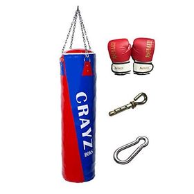 Crayz 100x30 cm Askı Aparatı Kırmızı Mavi Boks Kum Torbası Boks Eldiveni Set