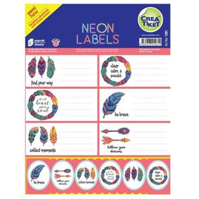 Crea Tiket 1261 Tribal 3'lü Neon Okul Etiketi