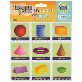 CreaTiket 1137 İngilizce Türkçe Kelime Geometrik Şekiller 3D Şekiller Kabartmalı Etiket