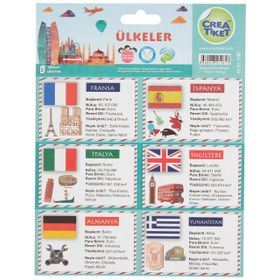 CreaTiket 1161 Eğitici Ülkeler Bilgileri Kabartmalı Etiket