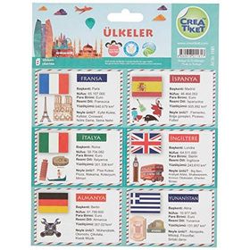 CreaTiket 1161 Eğitici Ülkeler Bilgileri Kabartmalı Etiket