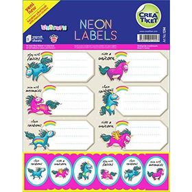 CreaTiket 1244 Çıkartmalı Neon Defter Unicorn Etiket