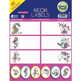 CreaTiket 1247 Çıkartmalı Neon Defter Mermaids Etiket