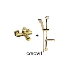 Creavit AG2500G + SH411G Avangart 2'li Altın Banyo Armatür Batarya Seti