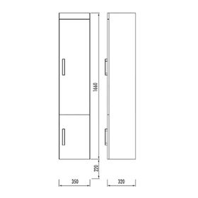 Creavit AS2160.03.BS Asma Star 160 cm Beyaz Siyah Boy Dolabı
