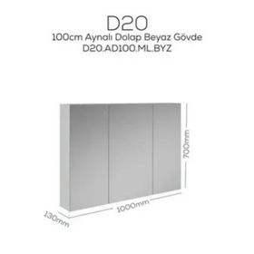 Creavit D20 Beyaz 1000x700x130 mm Aynalı Dolap
