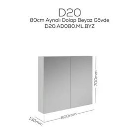Creavit D20 Beyaz 800x700x130 mm Aynalı Dolap