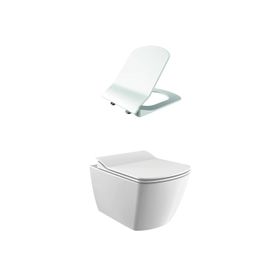 Creavit Elegant Rim-Off Kanalsız Asma Klozet Beyaz EG321-00CB00E-0000 Creavit KC1103.03.0000E Elegant Thermoplast Yavaş Kapanan Beyaz Klozet Kapağı