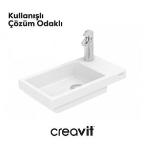 Creavit Elmas 25x45 cm Beyaz Tezgah Üstü Lavabo