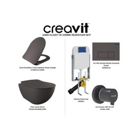 Creavit FE320 Free Asma Klozet ve Gömme Beyaz Rezervuar Seti