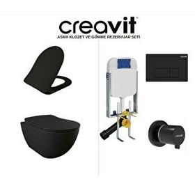 Creavit FE320 Free Mat Siyah Asma Klozet ve Gömme Rezervuar Seti