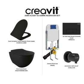 Creavit FE320 Free Mat Siyah Asma Klozet ve Gömme Rezervuar Seti