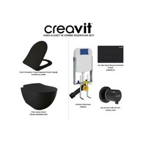 Creavit FE320 Free Mat Siyah Asma Klozet ve Gömme Rezervuar Seti