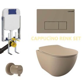 Creavit FE322 5 Parça Set Cappicino Asma Klozet Gömme Rezervuar
