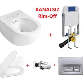 Creavit Free Rim-off Asma Beyaz FE322 ve Slim İnci Nkp Yavaş Kapaklı Klozet