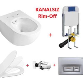Creavit Free Rim-off Asma Beyaz FE322 ve Slim İnci Nkp Yavaş Kapaklı Klozet