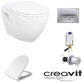 Creavit GR5001 Asma Klozet TP325 5'li Yavaş Mat Buton Kapak Gömme Rezervuar