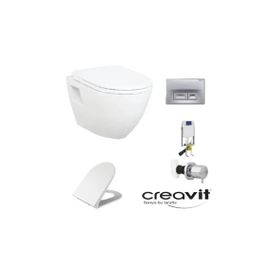 Creavit GR5001 Asma Klozet TP325 5'li Yavaş Mat Buton Kapak Gömme Rezervuar