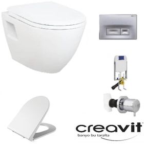 Creavit GR5001 Asma Klozet TP325 5'li Yavaş Mat Buton Kapak Gömme Rezervuar