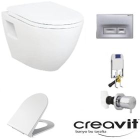 Creavit GR5001 Asma Klozet TP325 5'li Yavaş Mat Buton Kapak Gömme Rezervuar