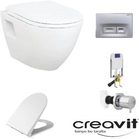 Creavit GR5001 Asma Klozet TP325 5'li Yavaş Mat Buton Kapak Gömme Rezervuar