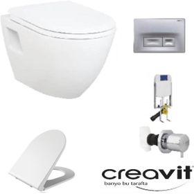 Creavit GR5001 Asma Klozet TP325 5'li Yavaş Mat Buton Kapak Gömme Rezervuar
