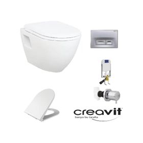 Creavit GR5001 Asma Klozet TP325 5'li Yavaş Mat Buton Kapak Gömme Rezervuar