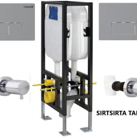 Creavit GR5005 Duvarlar İçi Sırt Sırta Uygulamalı Yere Hızlı Montaj 3-6 lt Gövde Asma Klozetler İçin Alçıpan