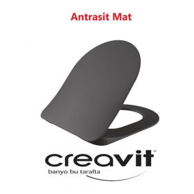 Creavit KC0903.01.0400E Duck Duroplast Antrasit Mat Yavaş Kapanan Klozet Kapağı