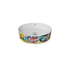 Creavit Loop 40 cm Grafiti Desen Uygulamalı Yuvarlak Çanak Lavabo