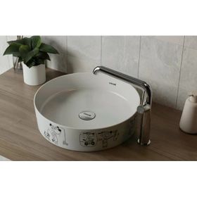 Creavit Loop 40 cm Karikatür Desen Uygulamalı Yuvarlak Çanak Lavabo