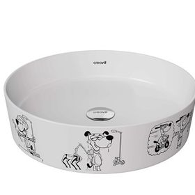 Creavit Loop 40 cm Karikatür Desen Uygulamalı Yuvarlak Çanak Lavabo